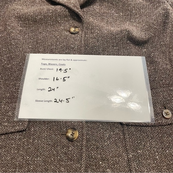 VTG LL Bean brown herringbone tweed blazer jacket size M Reg. Tweed, Silk, Wool - Picture 12 of 14